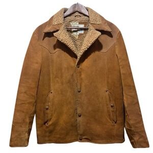 VTG Men's Pioneer Wear Men's Western Suede Jacket Sherpa Lining Yellowstone Vibe